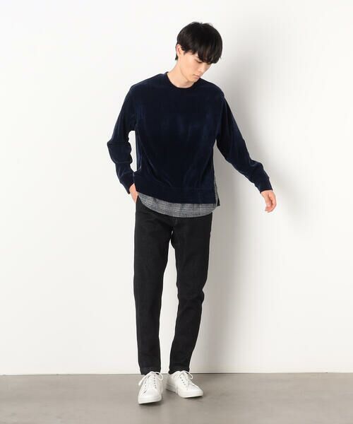 COMME CA ISM / コムサイズム カットソー | シェニールヤーン チェック切り替え トレーナー | 詳細4