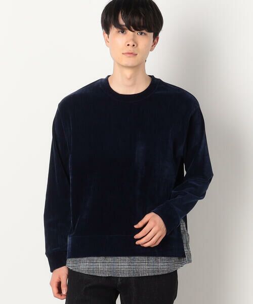 COMME CA ISM / コムサイズム カットソー | シェニールヤーン チェック切り替え トレーナー | 詳細5