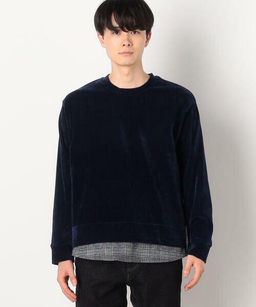 COMME CA ISM / コムサイズム カットソー | シェニールヤーン チェック切り替え トレーナー | 詳細6