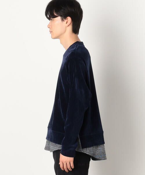 COMME CA ISM / コムサイズム カットソー | シェニールヤーン チェック切り替え トレーナー | 詳細7