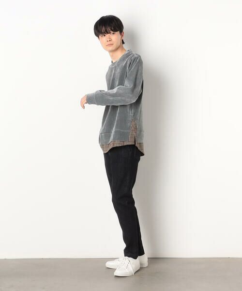 COMME CA ISM / コムサイズム カットソー | シェニールヤーン チェック切り替え トレーナー | 詳細13