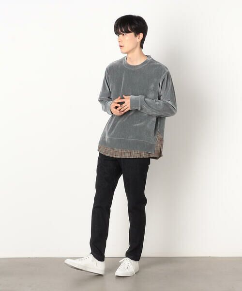 COMME CA ISM / コムサイズム カットソー | シェニールヤーン チェック切り替え トレーナー | 詳細14