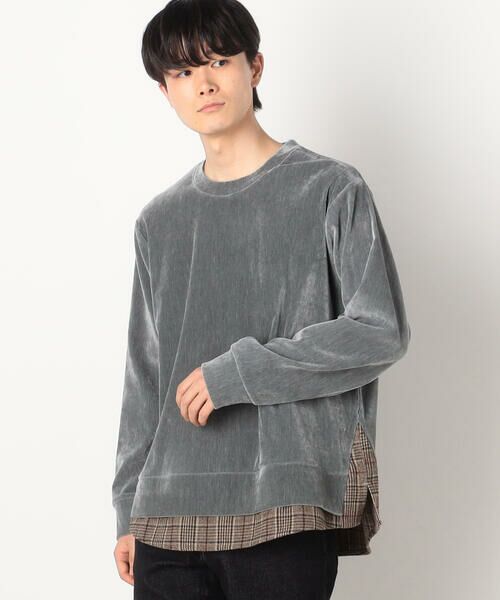 COMME CA ISM / コムサイズム カットソー | シェニールヤーン チェック切り替え トレーナー | 詳細15
