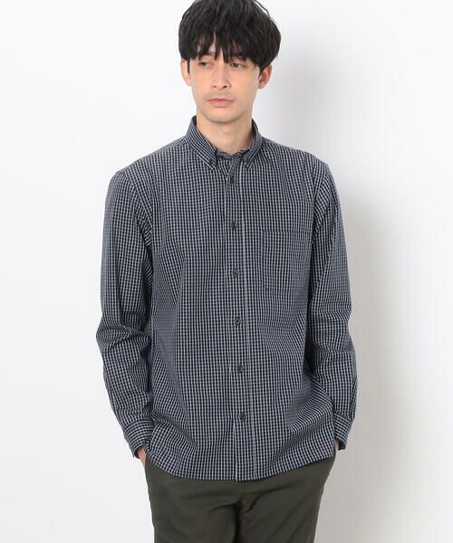 COMME CA ISM / コムサイズム シャツ・ブラウス | タッターソール ボタンダウンシャツ(ネイビー)
