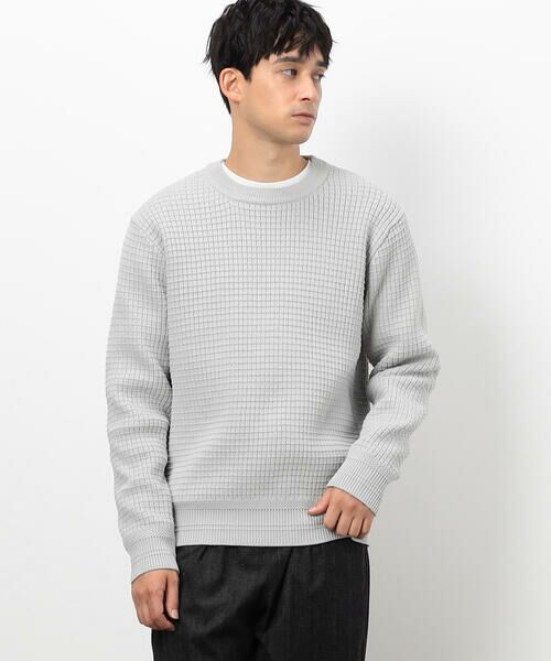 COMME CA ISM/コムサイズム ウォッシャブル ワッフル クルーネック ニット ライトグレー M COMME CA ISM/コムサイズム ウォッシャブル ワッフル クルーネック ニット ライトグレー M
