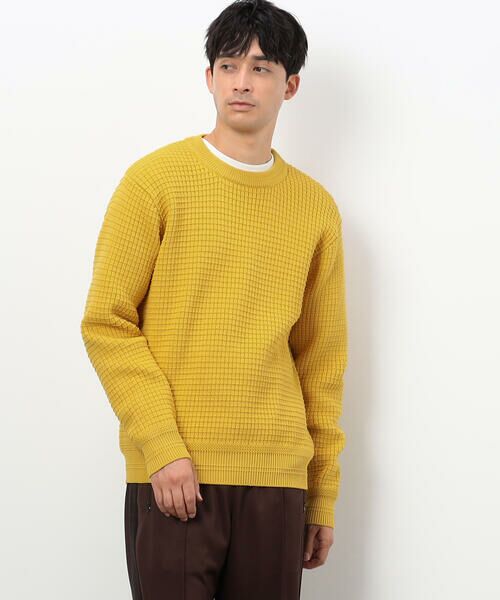 COMME CA ISM/コムサイズム ウォッシャブル ワッフル クルーネック ニット イエロー M COMME CA ISM/コムサイズム ウォッシャブル ワッフル クルーネック ニット イエロー M