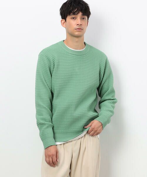 COMME CA ISM/コムサイズム ウォッシャブル ワッフル クルーネック ニット ミント M COMME CA ISM/コムサイズム ウォッシャブル ワッフル クルーネック ニット ミント M