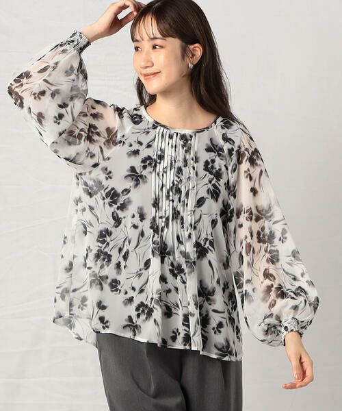 COMME CA ISM / コムサイズム シャツ・ブラウス | 水彩画の様な滲みが美しく品のあるフラワープリントブラウス/セットアップ対応 | 詳細2