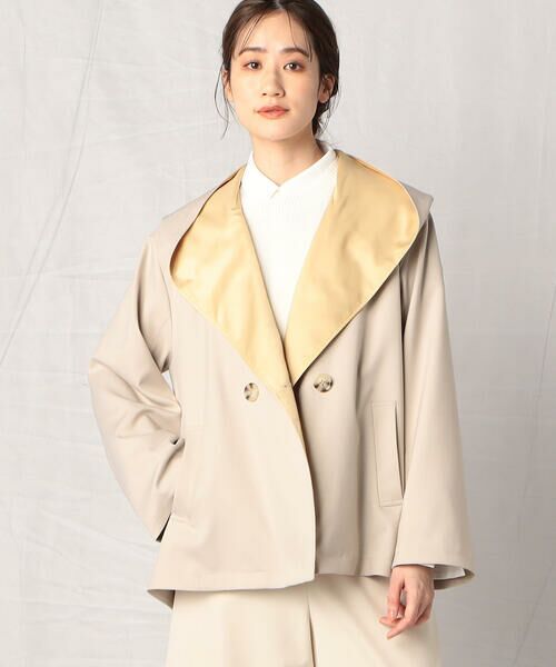 COMME CA ISM / コムサイズム その他アウター | 配色 ショートフードコート(エクリュ)