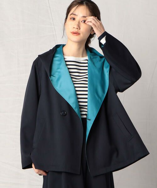 COMME CA ISM / コムサイズム その他アウター | 配色 ショートフードコート(ネイビー)