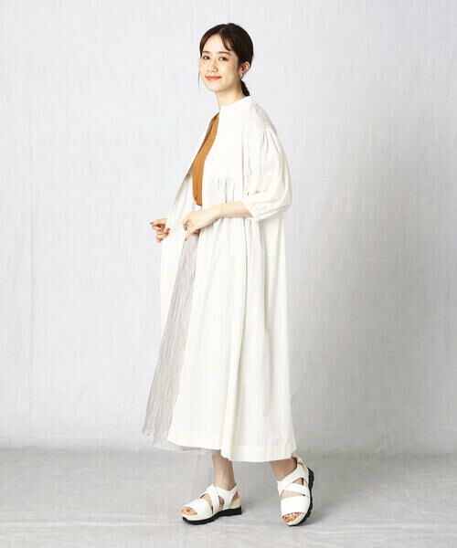 COMME CA ISM / コムサイズム ロング・マキシ丈ワンピース | <ウォッシャブル>インド綿 刺繍ワンピース(ホワイト)