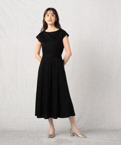 COMME CA ISM / コムサイズム ドレス | ウォッシャブル ウエストベルト付きフレンチスリーブワンピース