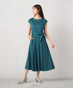 COMME CA ISM / コムサイズム ドレス | ウォッシャブル ウエストベルト付きフレンチスリーブワンピース