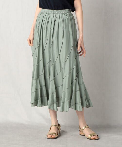 COMME CA ISM / コムサイズム ミニ・ひざ丈スカート | インドコットンフレアースカート(ミント)