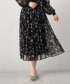 COMME CA ISM / コムサイズム ミニ・ひざ丈スカート | 水彩画の様な滲みが美しく品のあるフラワープリントスカート/セットアップ対応