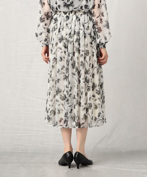 COMME CA ISM / コムサイズム ミニ・ひざ丈スカート | 水彩画の様な滲みが美しく品のあるフラワープリントスカート/セットアップ対応 | 詳細6