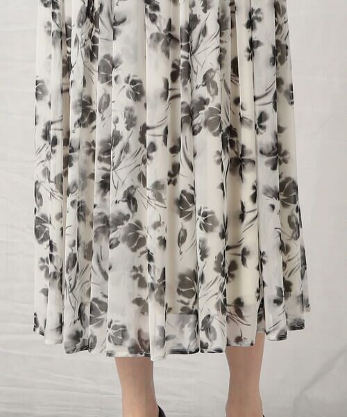 COMME CA ISM / コムサイズム ミニ・ひざ丈スカート | 水彩画の様な滲みが美しく品のあるフラワープリントスカート/セットアップ対応 | 詳細8