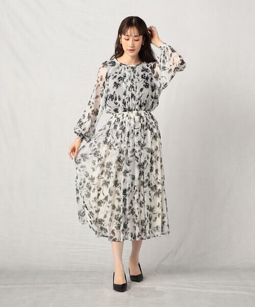 COMME CA ISM / コムサイズム ミニ・ひざ丈スカート | 水彩画の様な滲みが美しく品のあるフラワープリントスカート/セットアップ対応 | 詳細2