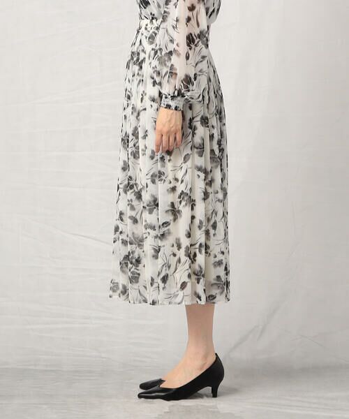 COMME CA ISM / コムサイズム ミニ・ひざ丈スカート | 水彩画の様な滲みが美しく品のあるフラワープリントスカート/セットアップ対応 | 詳細5