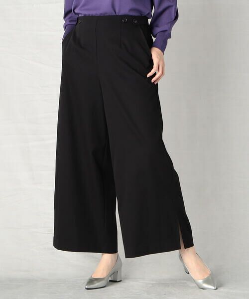 COMME CA ISM / コムサイズム その他パンツ | ウエストアジャスト スリット入り ゴムパンツ(ブラック)