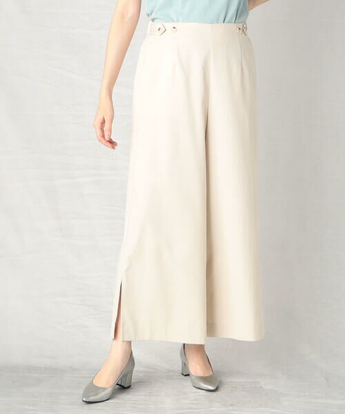 COMME CA ISM / コムサイズム その他パンツ | ウエストアジャスト スリット入り ゴムパンツ(オフベージュ)