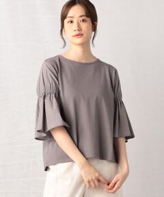 COMME CA ISM / コムサイズム カットソー | シャーリング フレアースリーブ プルオーバー