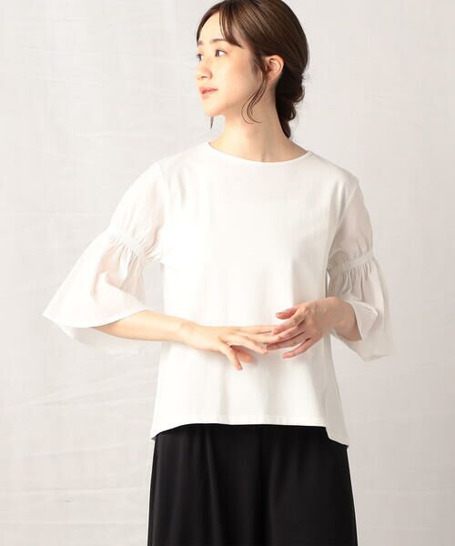 COMME CA ISM / コムサイズム カットソー | シャーリング フレアースリーブ プルオーバー | 詳細3