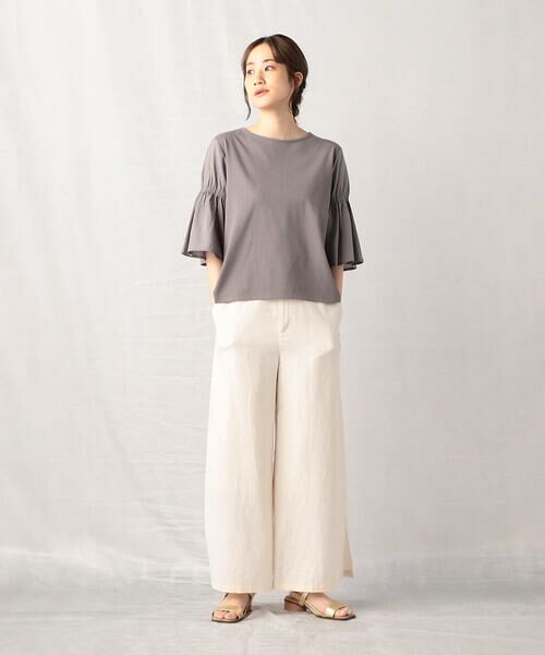 COMME CA ISM / コムサイズム カットソー | シャーリング フレアースリーブ プルオーバー | 詳細11