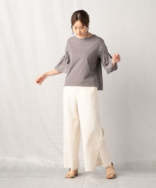 COMME CA ISM / コムサイズム カットソー | シャーリング フレアースリーブ プルオーバー | 詳細12