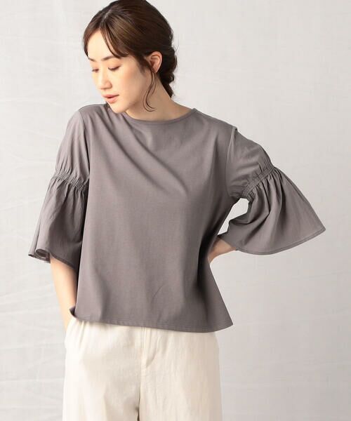 COMME CA ISM / コムサイズム カットソー | シャーリング フレアースリーブ プルオーバー | 詳細13