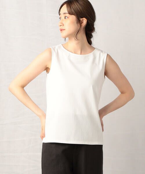 COMME CA ISM / コムサイズム タンクトップ | 刺繍入り ラウンドネック タンクトップ(ホワイト)
