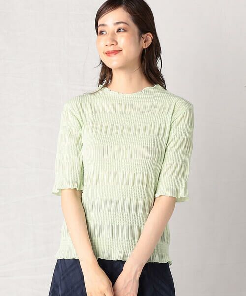 COMME CA ISM / コムサイズム カットソー | シャーリング5分袖カットソー(ミント)