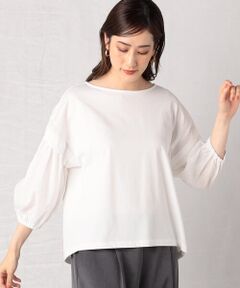 COMME CA ISM / コムサイズム カットソー | ボリュームスリーブ 布帛コンビカットソー