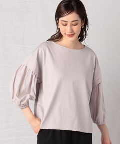 COMME CA ISM / コムサイズム カットソー | ボリュームスリーブ 布帛コンビカットソー