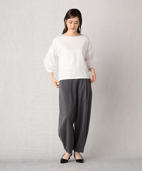 COMME CA ISM / コムサイズム カットソー | ボリュームスリーブ 布帛コンビカットソー | 詳細1