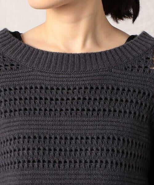 COMME CA ISM / コムサイズム ニット・セーター | メリノウール混 透かしボーダー柄 ドロップショルダーニット | 詳細11