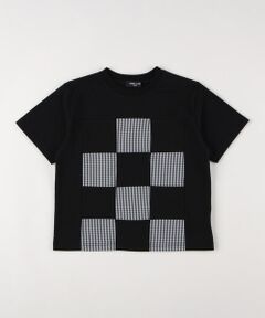 COMME CA ISM / コムサイズム Tシャツ | ギンガムチェック使い パッチワーク半袖Tシャツ