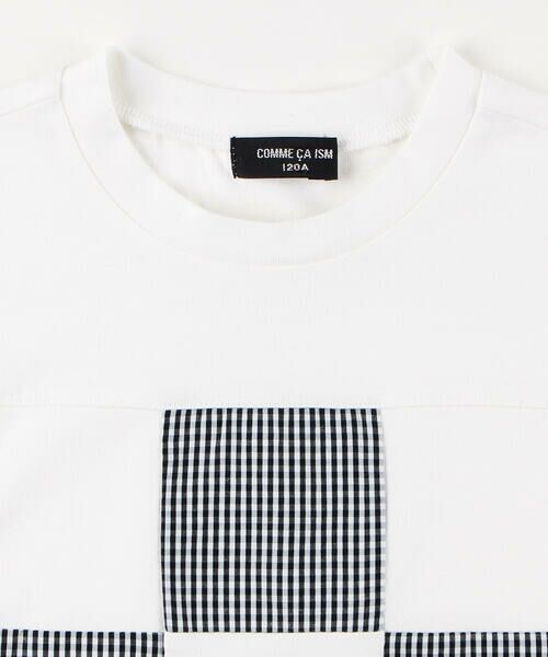 COMME CA ISM / コムサイズム Tシャツ | ギンガムチェック使い パッチワーク半袖Tシャツ | 詳細3