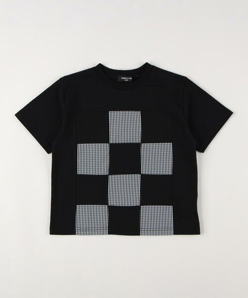 COMME CA ISM/コムサイズム ギンガムチェック使い パッチワーク半袖Tシャツ ブラック 150cm COMME CA ISM/コムサイズム ギンガムチェック使い パッチワーク半袖Tシャツ ブラック 150cm