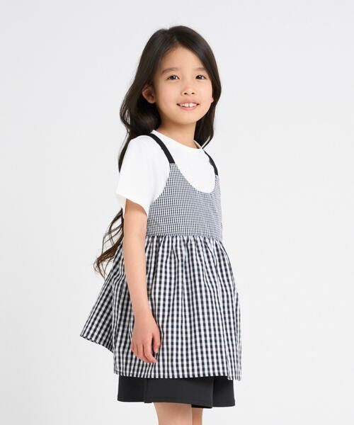 COMME CA ISM/コムサイズム ギンガムチェック キャミソール&Tシャツセット ブラック系 120cm COMME CA ISM/コムサイズム ギンガムチェック キャミソール&Tシャツセット ブラック系 120cm