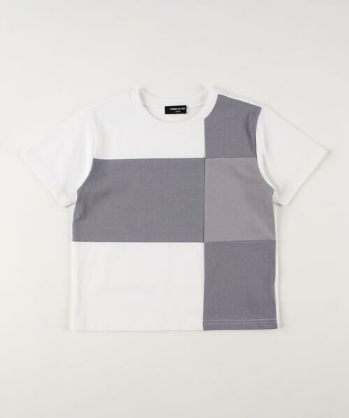 COMME CA ISM/コムサイズム パッチワーク半袖Tシャツ ホワイト 130cm COMME CA ISM/コムサイズム パッチワーク半袖Tシャツ ホワイト 130cm