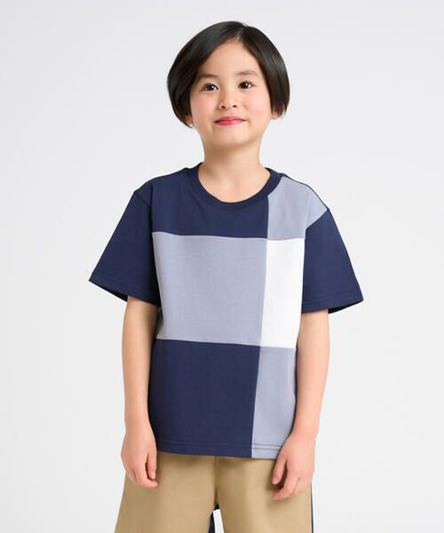 COMME CA ISM/コムサイズム パッチワーク半袖Tシャツ ネイビー 100cm COMME CA ISM/コムサイズム パッチワーク半袖Tシャツ ネイビー 100cm