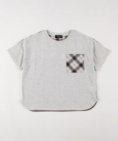 COMME CA ISM / コムサイズム Tシャツ | くしゅっとチェック 半袖切り替えTシャツ