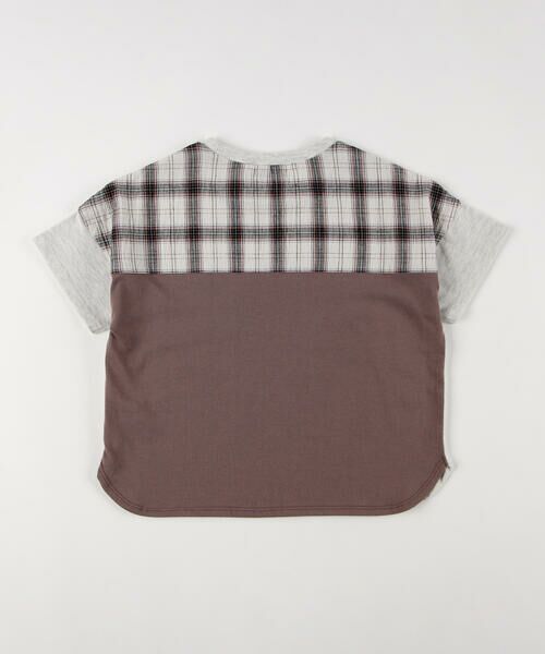 COMME CA ISM / コムサイズム Tシャツ | くしゅっとチェック 半袖切り替えTシャツ | 詳細1