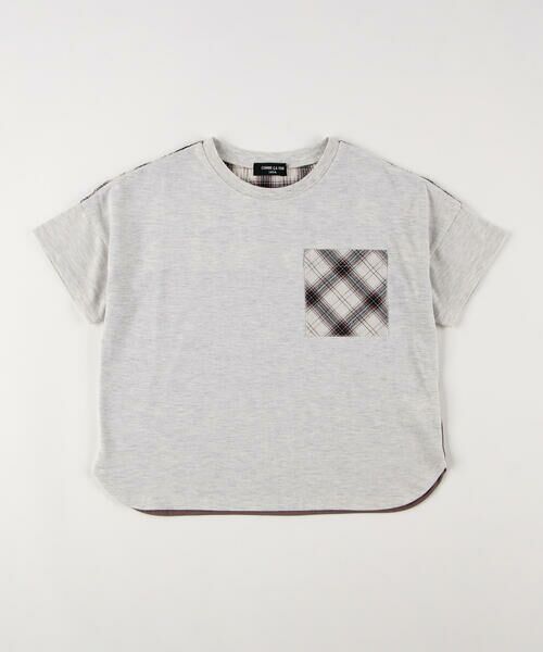 COMME CA ISM/コムサイズム ワッシャーチェック使い 半袖Tシャツ オートミール 110cm COMME CA ISM/コムサイズム ワッシャーチェック使い 半袖Tシャツ オートミール 110cm