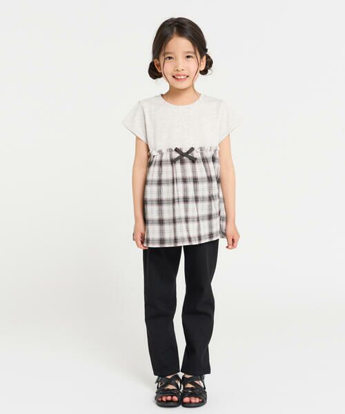 COMME CA ISM / コムサイズム Tシャツ | くしゅっとチェック チュニックTシャツ | 詳細1