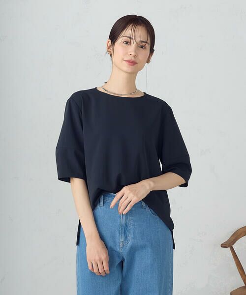 COMME CA ISM / コムサイズム シャツ・ブラウス | 【UVカット・吸水速乾・接触冷感】kireri ランタンスリーブ ブラウス / セットアップ対応(ネイビー)
