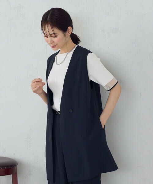 COMME CA ISM / コムサイズム ベスト | 【UVカット・吸水速乾・接触冷感】kireri ノーカラーロングジレ / セットアップ対応 | 詳細5