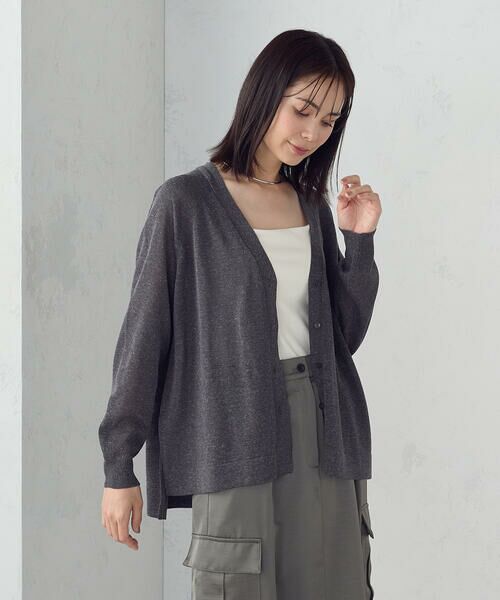 COMME CA ISM / コムサイズム カーディガン・ボレロ | リネン混カーディガン(チャコール)