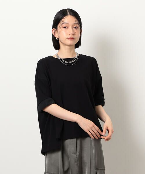 COMME CA ISM/コムサイズム 【接触冷感・抗菌防臭】アシンメトリーTシャツ ブラック M COMME CA ISM/コムサイズム 【接触冷感・抗菌防臭】アシンメトリーTシャツ ブラック M